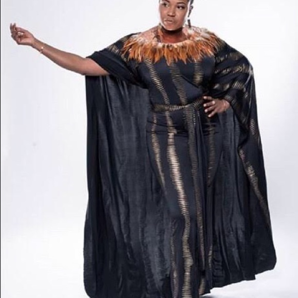 Black and Gold Evening Mahogany Dress